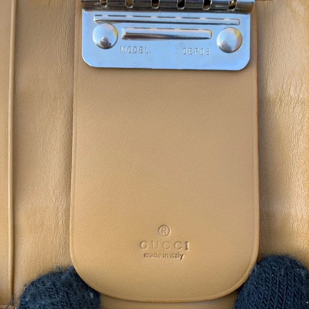 Gucci 6 ring key card holder GG logo canvas + leather orange tan stripe - Picture 13 of 13